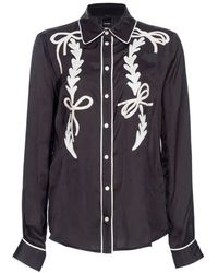 Pinko - Bow Embroidered Long-sleeve Shirt - Lyst