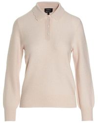 A.P.C. - Long-sleeved Ribbed Hem Polo Shirt - Lyst