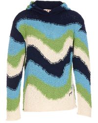 Marni - Crochet-knitted Stripe Intarsia Hooded Jumper - Lyst