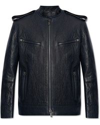 Burberry - Long Sleeved Zip-up Leather Jacket - Lyst