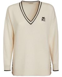 Etro - Woman White Sweater With Cube Logo - Lyst