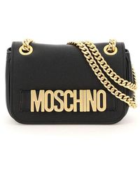 Moschino Leather Bag With Logo - Black