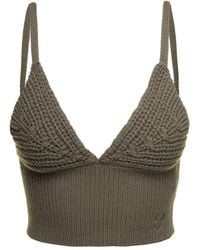Blumarine - Military Knit Top With Embroidered Logo - Lyst