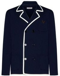 Valentino - Vgold Double-breasted Straight Hem Jacket - Lyst