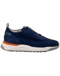 Santoni - Round Toe Lace-Up Sneakers - Lyst