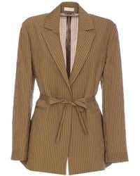 Liu Jo - Striped Belted Blazer - Lyst