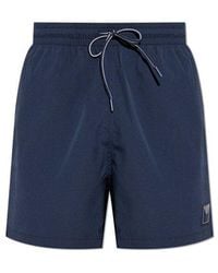 Emporio Armani - Logo Patch Drawstring Swim Shorts - Lyst