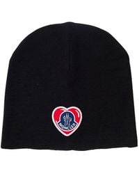 Moncler - Heart Shaped Logo Patch Beanie - Lyst