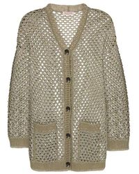 Valentino - Sequin Embellished Knitted Cardigan - Lyst