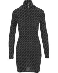 Gcds Metallic Jacquard Mini Dress - Black