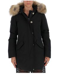 Woolrich Hooded Fur Trimmed Coat - Black