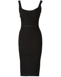 Mugler - Denim Buckle Midi Dress - Lyst