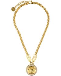 Versace Medusa Head Crystal Embellished Chain Necklace - Metallic