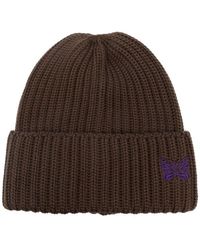 Needles - Butterfly Logo Embroidered Knitted Beanie - Lyst