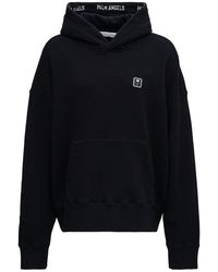 Palm Angels Cotton Hoodie With Front Palm Logo - Black