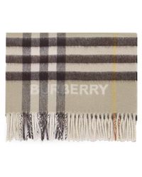 Burberry - Contrast Checked Fringed Scarf - Lyst