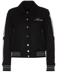 Amiri - Logo Embroidered Buttoned Bomber Jacket - Lyst