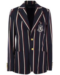 Polo Ralph Lauren - Striped Blazer With Crest - Lyst