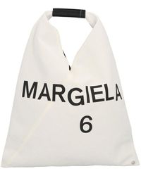 MM6 by Maison Martin Margiela Logo Printed Tote Bag - White