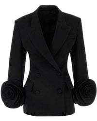 Valentino - Rose Embellished Double-Breasted Blazer - Lyst