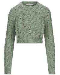 Max Mara - Cable Knit Cropped Jumper - Lyst
