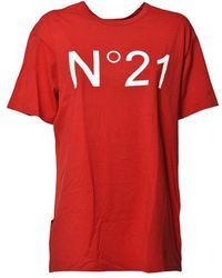N°21 - Logo Printed Crewneck T-Shirt - Lyst
