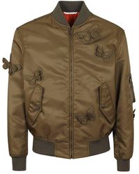 Valentino - Butterfly-appliqué Zip-up Bomber Jacket - Lyst