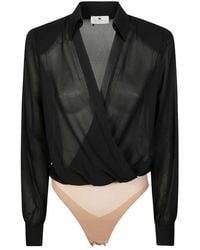 Elisabetta Franchi - Cufflink Bodysuit-Style Blouse - Lyst