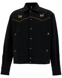 Needles - Black Western Jacket With Contrasting Logo Embroideries In Fabric Man - Lyst