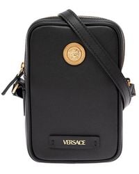 Versace - Man's Leather Smartphone Case With Metal Logo - Lyst