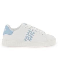 Versace - Greca-embroidered Lace-up Sneakers - Lyst
