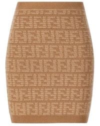 Fendi - Ff Motif Knitted Mini Skirt - Lyst