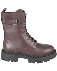 Ash - Gena Buckled Lace-Up Combat Boots - Lyst