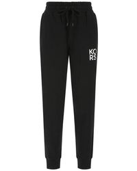 MICHAEL Michael Kors Logo Printed Drawstring Trousers - Black