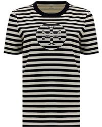 Tory Burch Striped Logo Patch T-shirt - Black