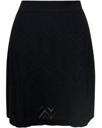 Missoni - Wool Viscose Solid Colored Chevron Mini Skirt - Lyst