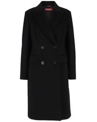 Max Mara Studio - Double-breasted Straight Fit Coat - Lyst