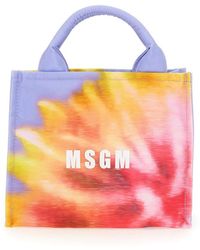 MSGM - Floral Printed Small Tote Bag - Lyst