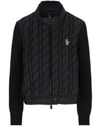 Moncler - Padded Wool Cardigan With Zip - Lyst