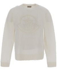 Moncler - Logo Embroidered Knit Sweater - Lyst