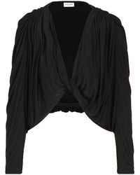 Saint Laurent - Open-front Ruched Long-sleeved Top - Lyst