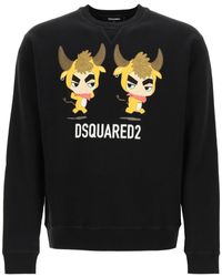 DSquared² Crewneck Sweatshirt With Year Of The Ox Print S Cotton - Black