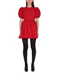 RED Valentino - Red Taffeta Puff Sleeved Dress - Lyst