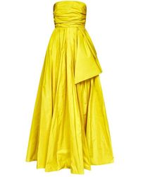 Pinko Pleated Off-shoulder Gown - Yellow