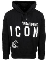 DSquared² X Ibrahimović Icon Print Hoodie - Black