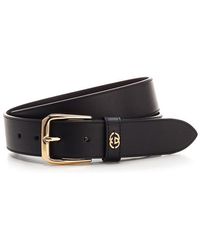 Gucci - G Logo Plaque Buckle Belt - Lyst