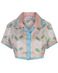 Casablancabrand - Ping Pong Printed Cropped Shirt - Lyst