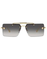Versace Eyewear Rectangular Frame Sunglasses - Metallic