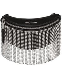 Miu Miu Embellished Fringes Belt Bag - Black