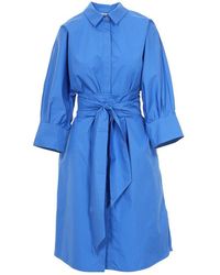 Max Mara - Belted Long-sleeved Dress - Lyst
